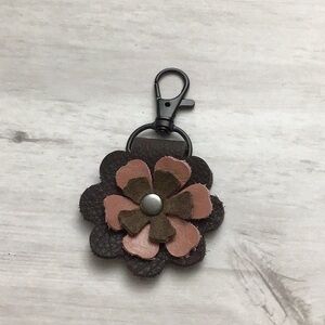Gold and Brown Floral Leather Bag Charm